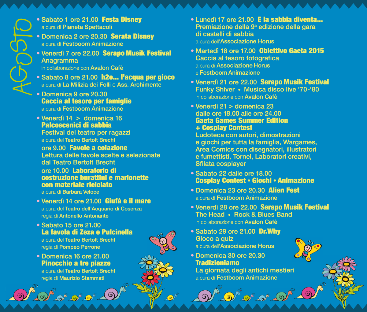 Programma di Agosto - Giardini di Pazzielle Gaeta